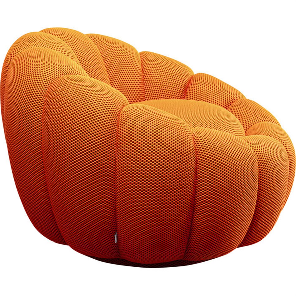 Swivel armchair Peppo Bloom, orange, rotatable 360 degrees, H66xD94cm, seat height 40cm