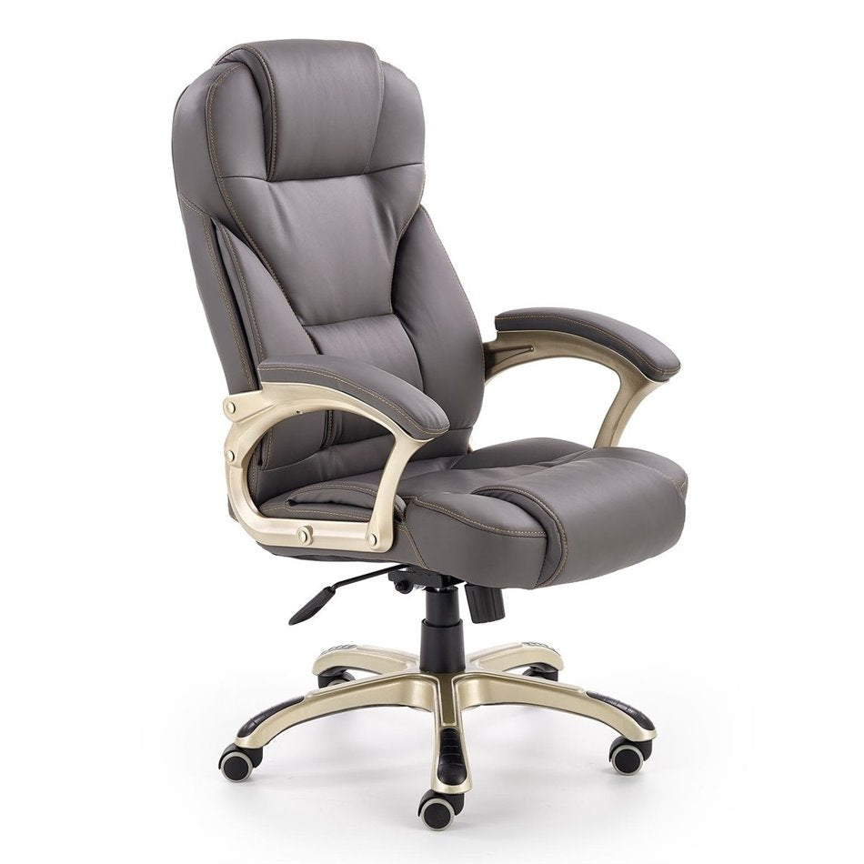 Hesmond Bürostuhl, höhenverstellbar – Graues Öko-Leder, modernes ergonomisches Design