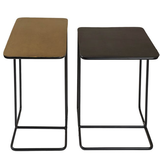 Java Side Table Set – 2-Piece MDF & Metal Accent Tables