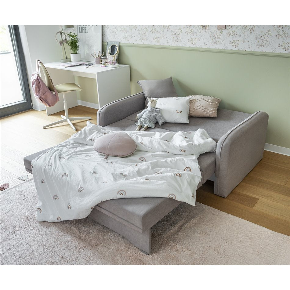 Compact Extendable Sofa Bed with Storage, Velvet Upholstery, Grey – Elaine