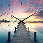 Painting wall clock Boardwalk to the sunset, 60x60cm