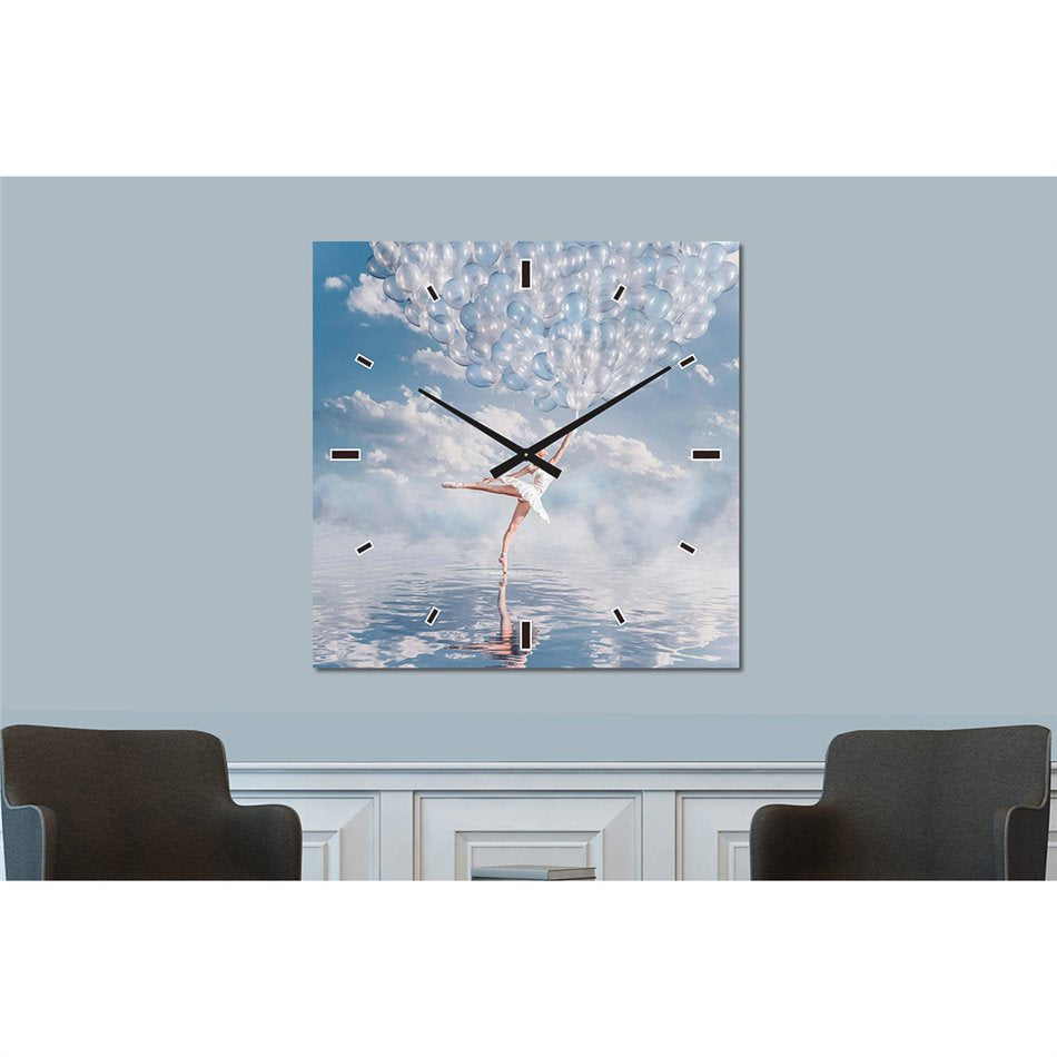 Painting wall clock Balloon dance, 60x60cm