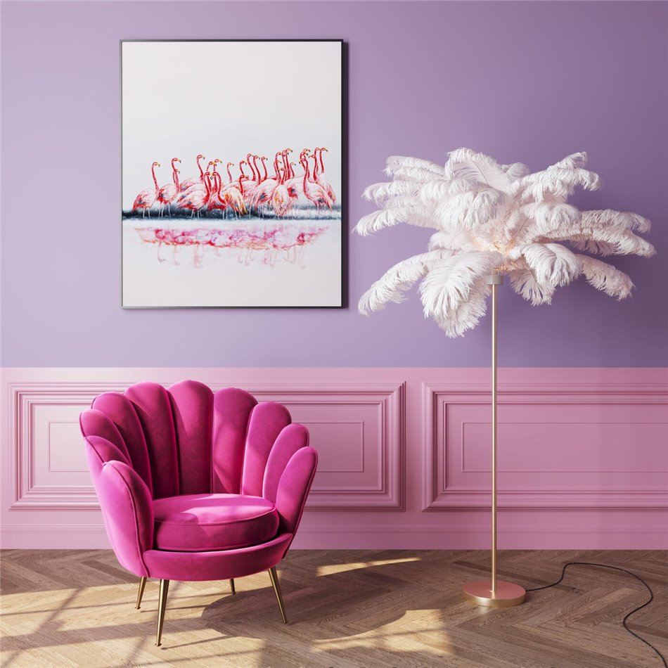 Floor lamp Feather Palm, white, H165cm D90cm, E27 35W(MAX)