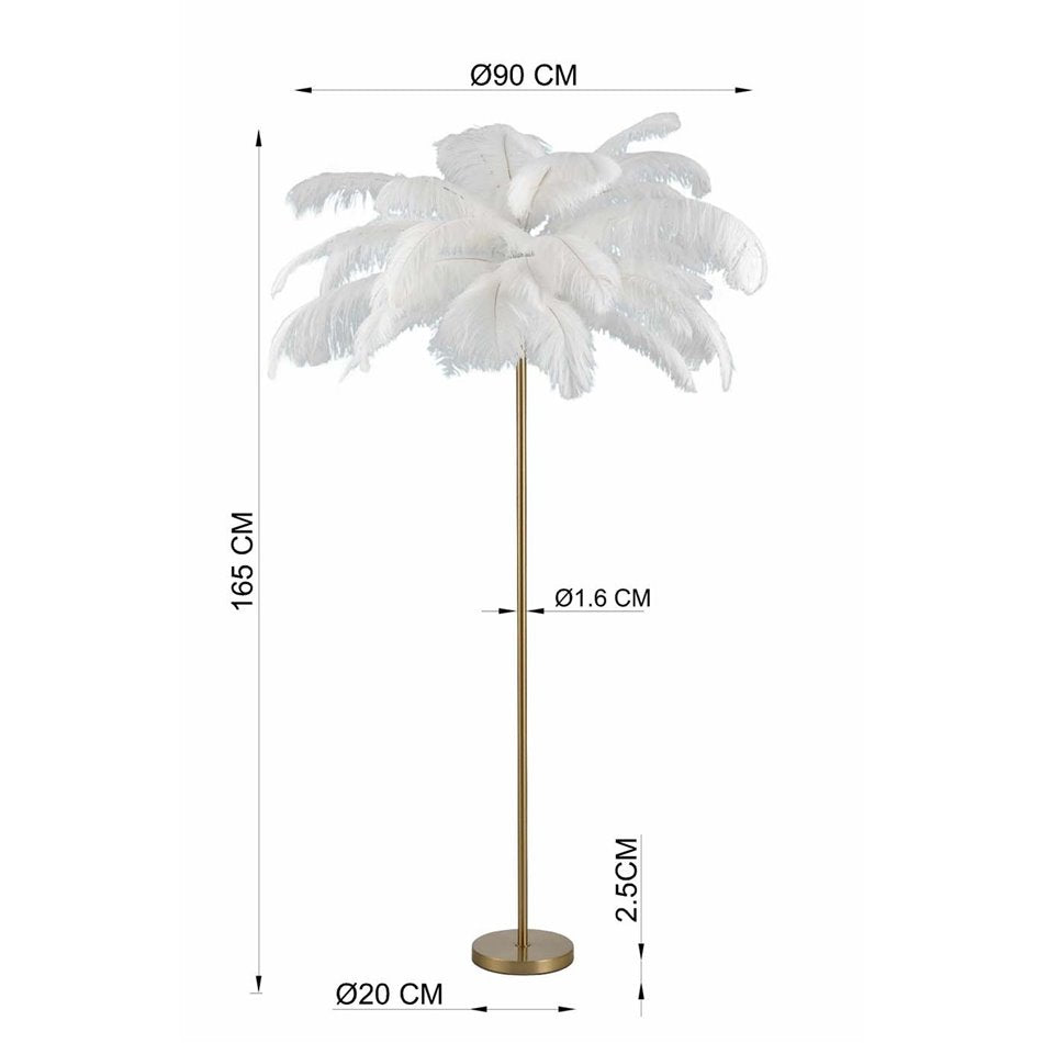Floor lamp Feather Palm, white, H165cm D90cm, E27 35W(MAX)