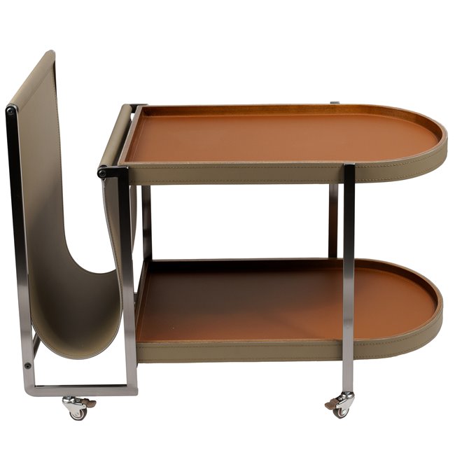 Coffee Table – Metal, Wood & Leather Modern Design