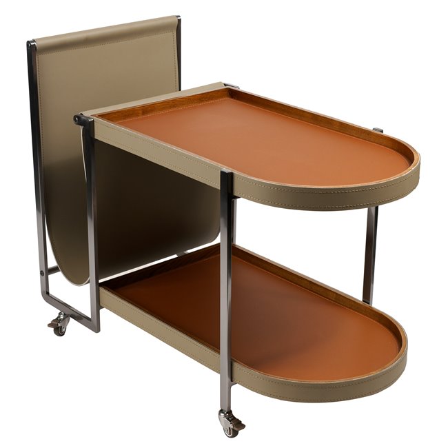 Coffee Table – Metal, Wood & Leather Modern Design