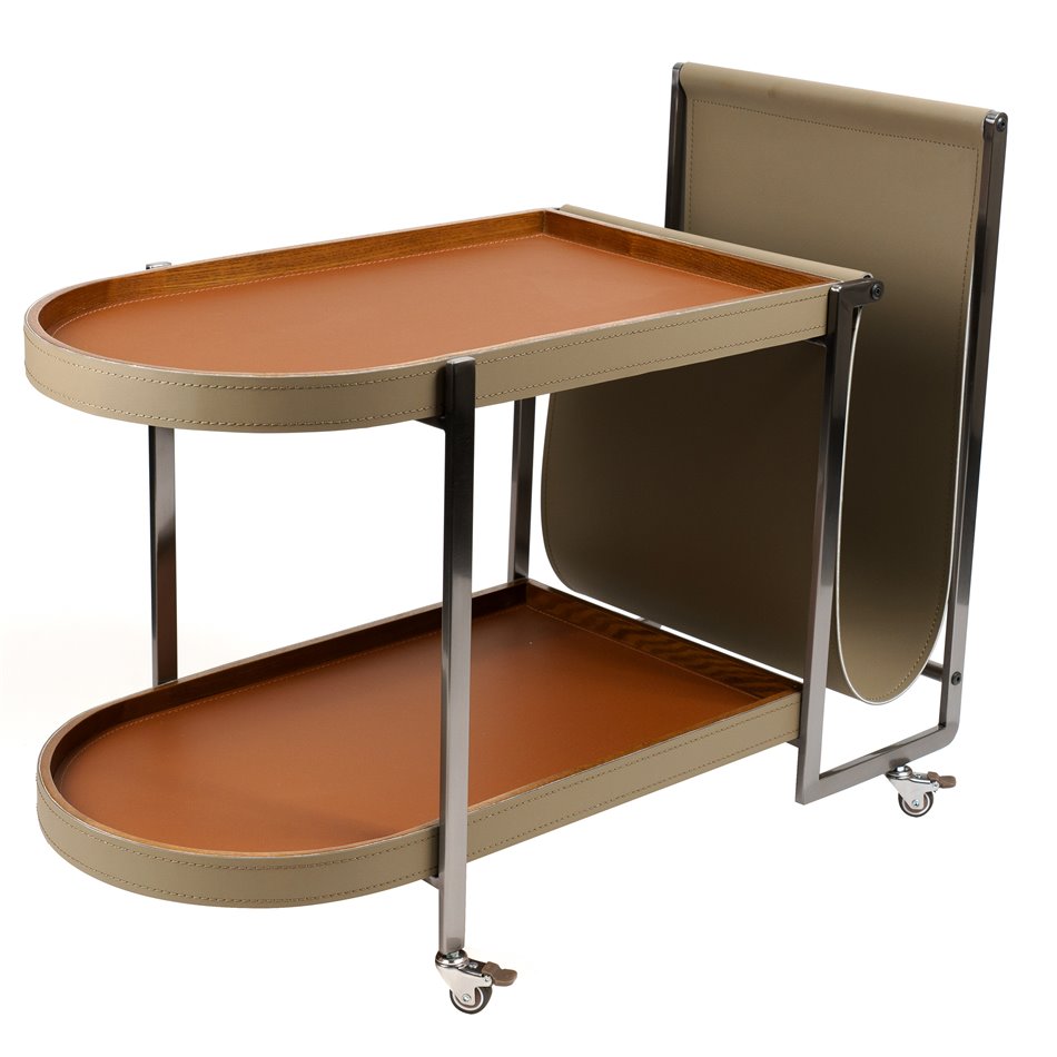 Coffee Table – Metal, Wood & Leather Modern Design