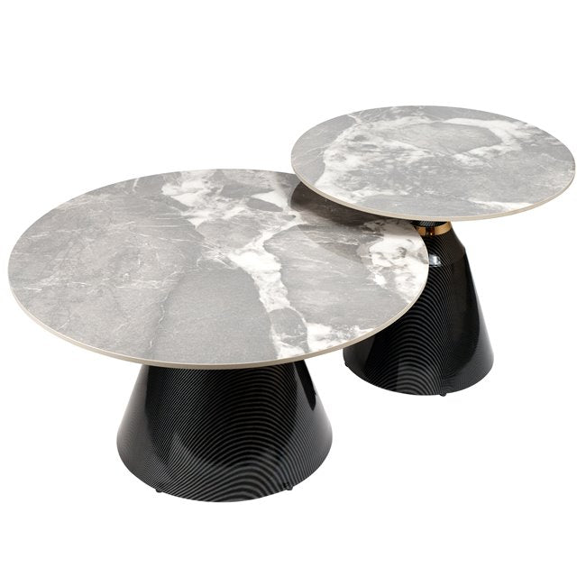 Nesting Coffee Table Sets – Sintered Stone & Metal (Set of 2)