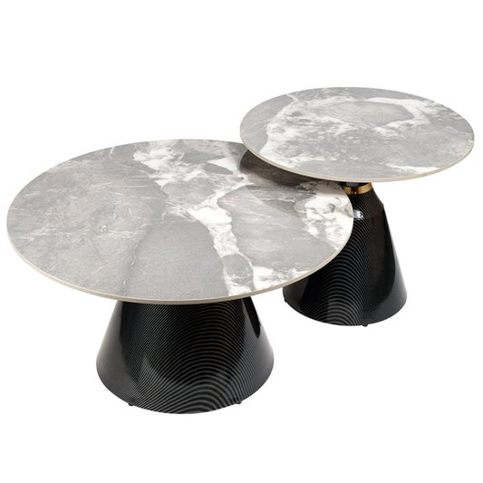 Nesting Coffee Table Sets – Sintered Stone & Metal (Set of 2)
