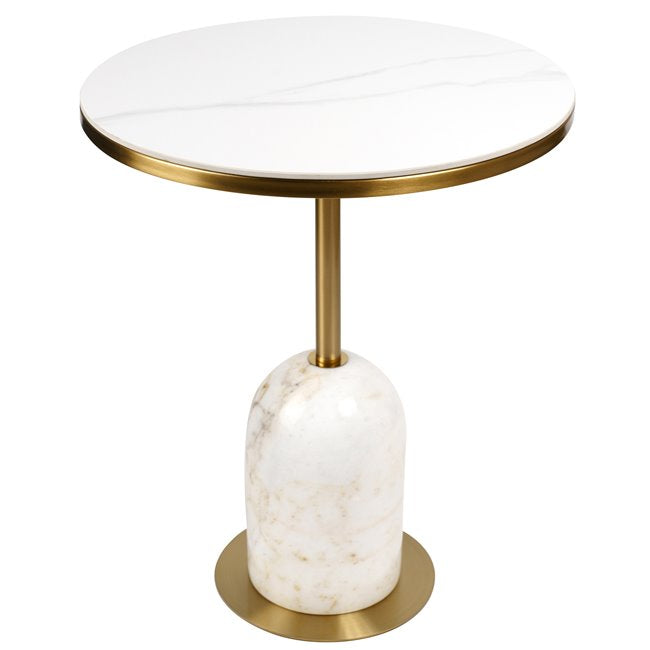 Jarna Side Table – Ceramic, Stone & Metal Round Accent Table