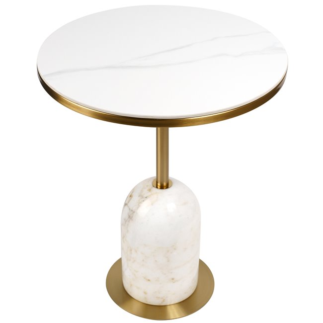 Jarna Side Table – Ceramic, Stone & Metal Round Accent Table