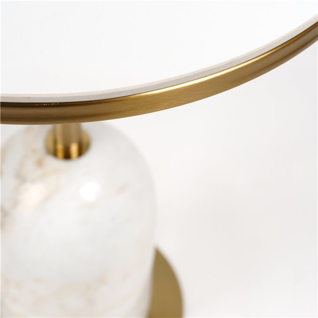 Jarna Side Table – Ceramic, Stone & Metal Round Accent Table