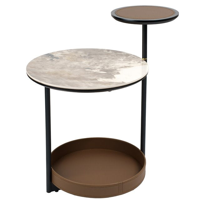 Jarso Side Table – Ceramic & Metal Round Accent Table