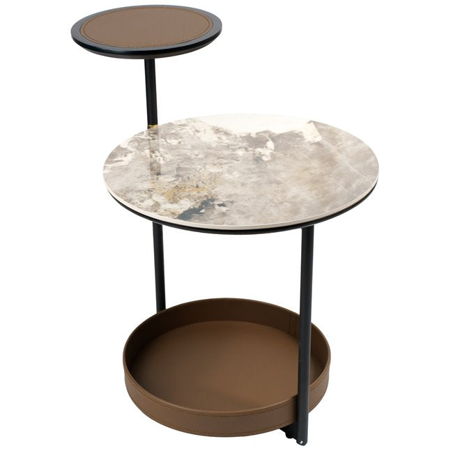 Jarso Side Table – Ceramic & Metal Round Accent Table
