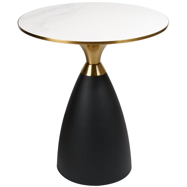 Jasen Side Table – Ceramic & Metal Round Accent Table