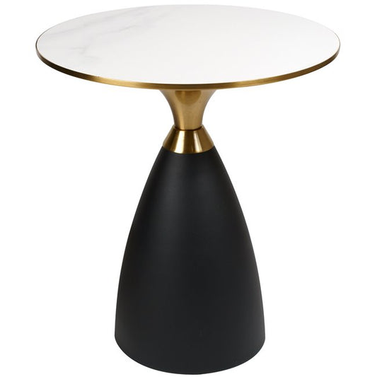 Jasen Side Table – Ceramic & Metal Round Accent Table