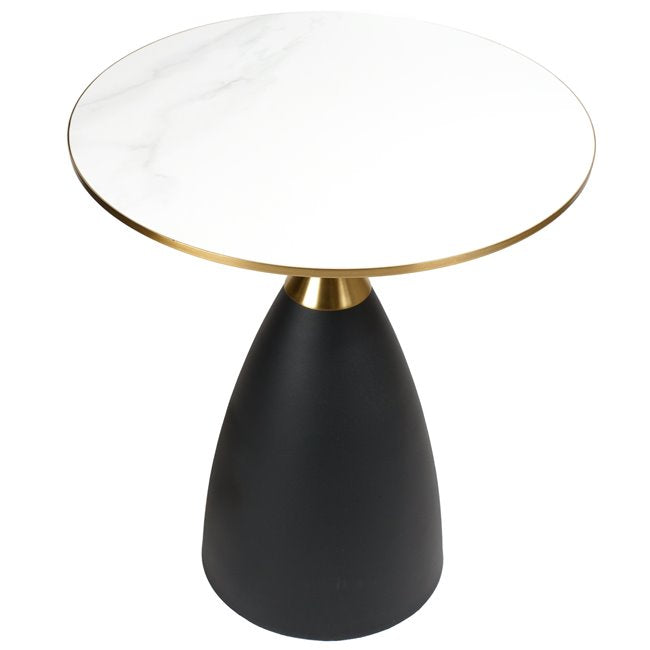 Jasen Side Table – Ceramic & Metal Round Accent Table