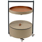 Jasenna Side Table – Metal, Wood & Leather Round Accent Table