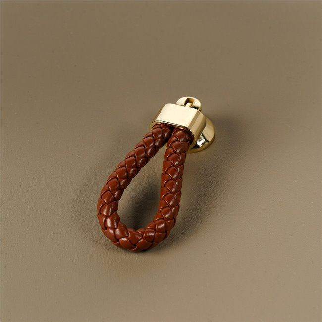 Jasenna Side Table – Metal, Wood & Leather Round Accent Table