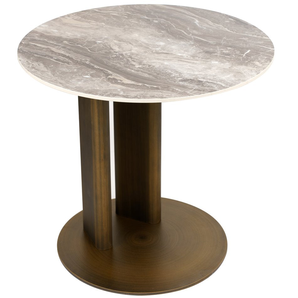 Waren Sintered Stone Side Table – Round Metal Accent Table (D53cm)