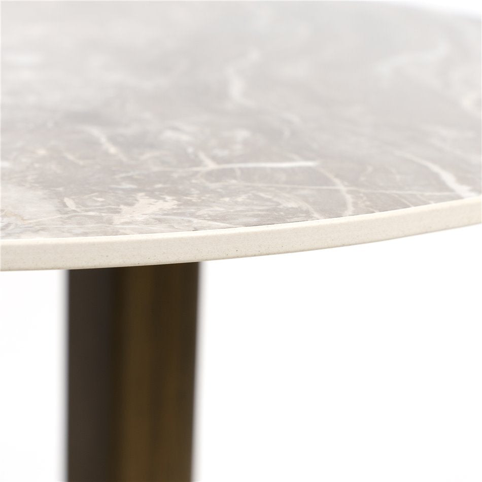 Waren Sintered Stone Side Table – Round Metal Accent Table (D53cm)