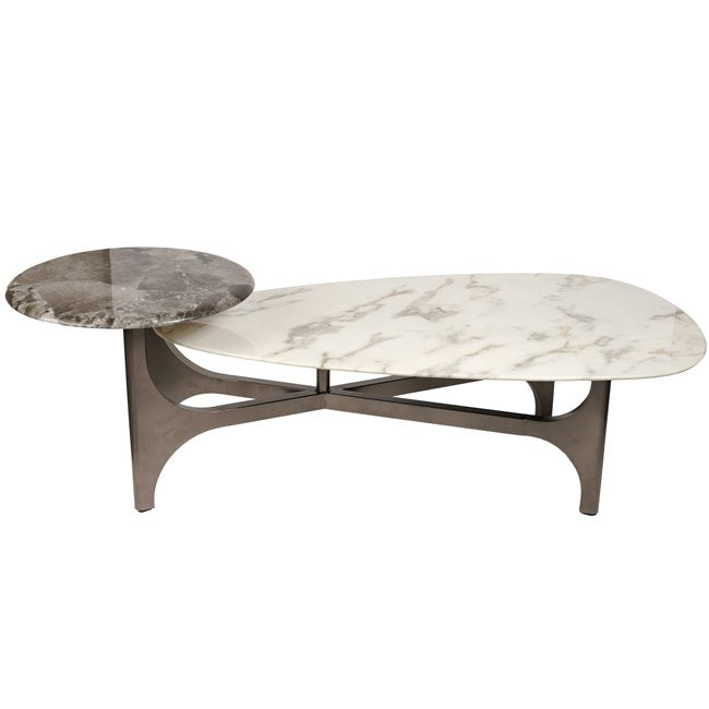 Coffee Table – Artificial Marble & Metal Modern Design