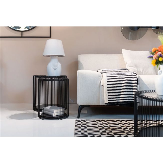 Wire Double Side Table Set – 2 Black Metal & Glass Tables