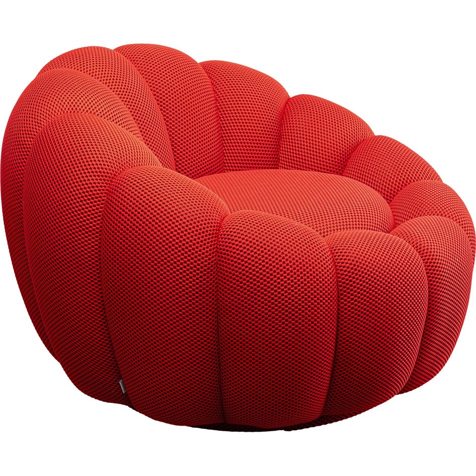 Swivel armchair Peppo Bloom, red, rotatable 360 degrees, H66xD94cm, seat height 40cm
