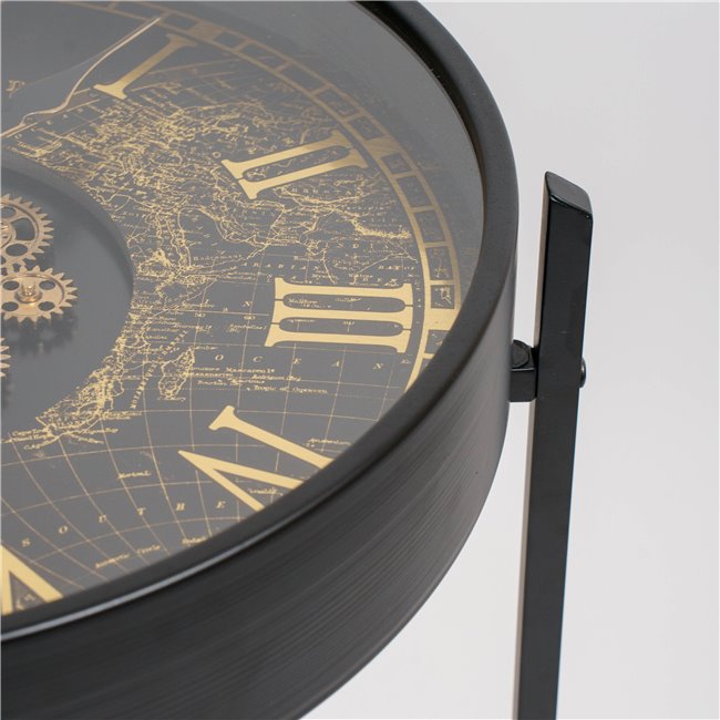 Round Side Table with Clock Top – Metal & Glass Vintage Style