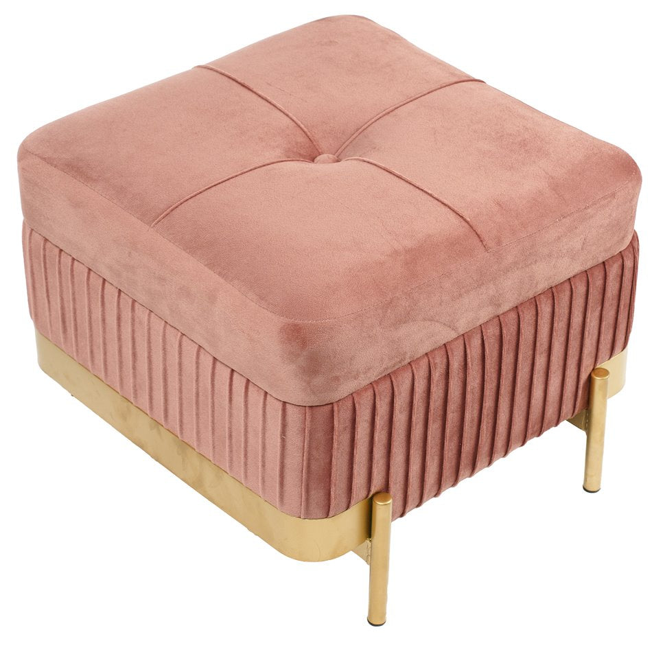 Calanna S Storage Pouf Mauve Velvet – H32 × W40 × L40 cm