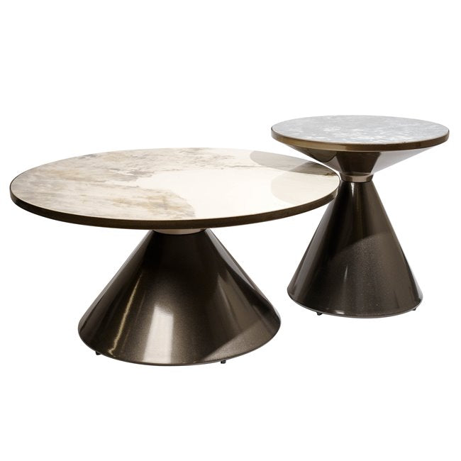 Nesting Coffee Table Set – Sintered Stone & Metal (Set of 2)