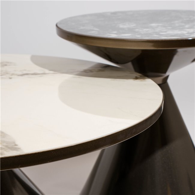 Nesting Coffee Table Set – Sintered Stone & Metal (Set of 2)