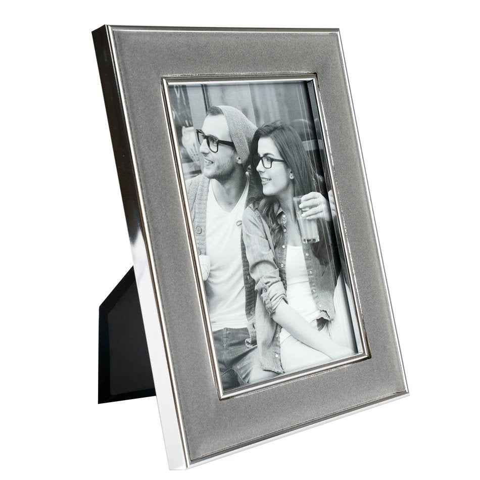 Photo frame Parton, silver/grey velvet, 10x15cm
