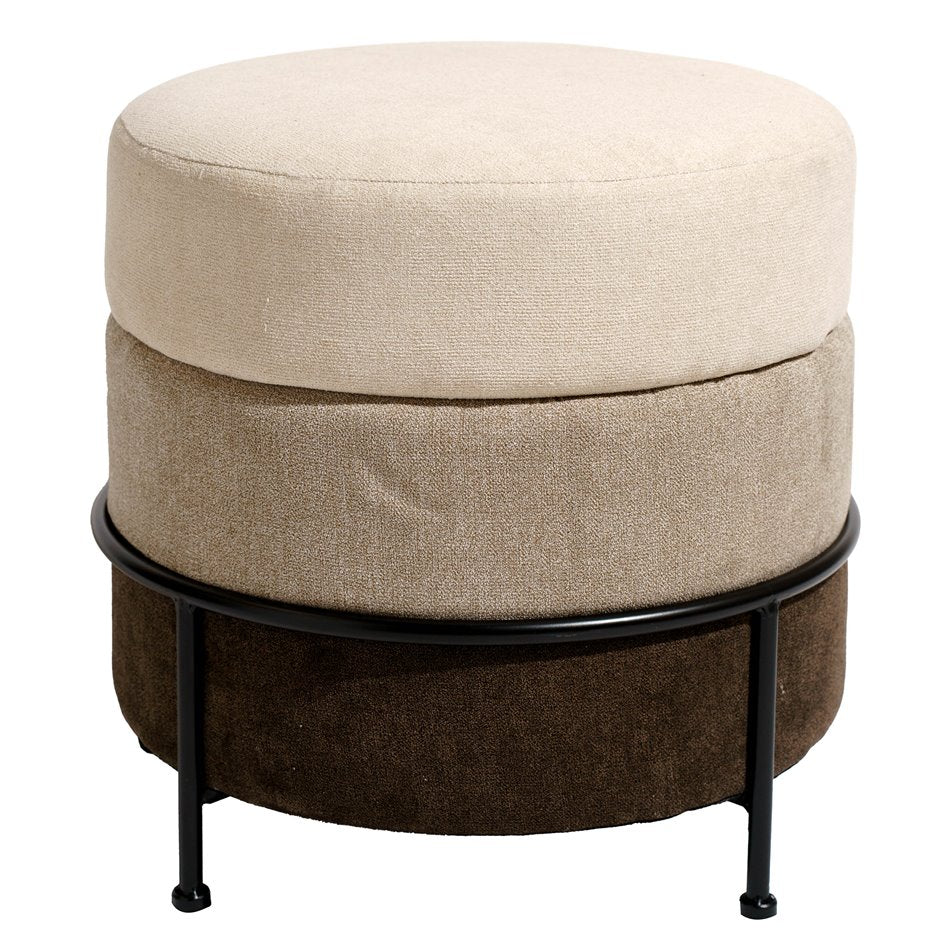 Mariola B MD Pouf Brown-Beige – H45 × Ø48 cm