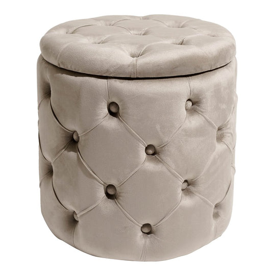 Mainburg A Storage Pouf Taupe Velvet – H43 × Ø43 cm