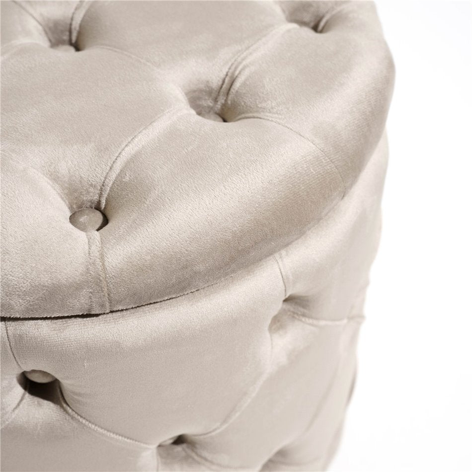 Mainburg A Storage Pouf Taupe Velvet – H43 × Ø43 cm