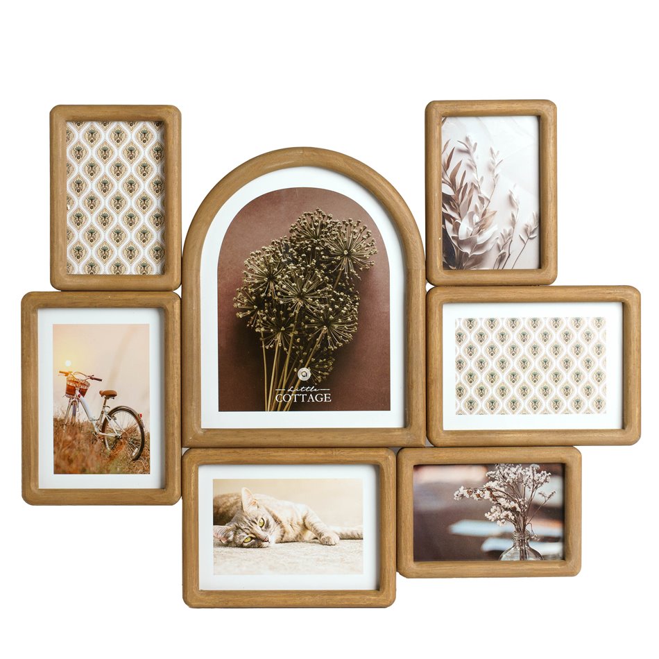 Wall photo frame Felisa for 7 photos, wood/MDF, H46.6x57.2x1.8cm