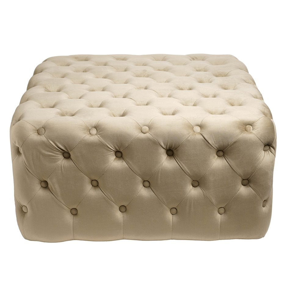 Lacelle Taupe Buttoned Round Stool – Plush Velvet Accent Ottoman (Copy)