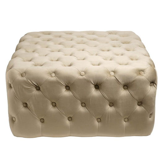 Lacelle Taupe Buttoned Round Stool – Plush Velvet Accent Ottoman (Copy)