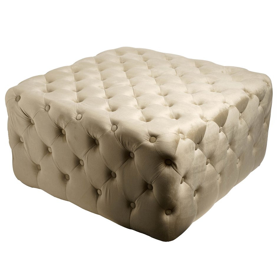 Lacelle Taupe Buttoned Round Stool – Plush Velvet Accent Ottoman (Copy)