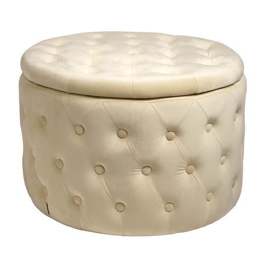 Perl Velvet Lailly Round Storage Ottoman