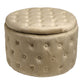 Taupe Velvet Lailly Round Storage Ottoman