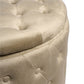 Taupe Velvet Lailly Round Storage Ottoman