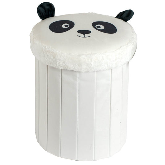 Panda White-Black Storage Pouf – H36 × Ø30 cm