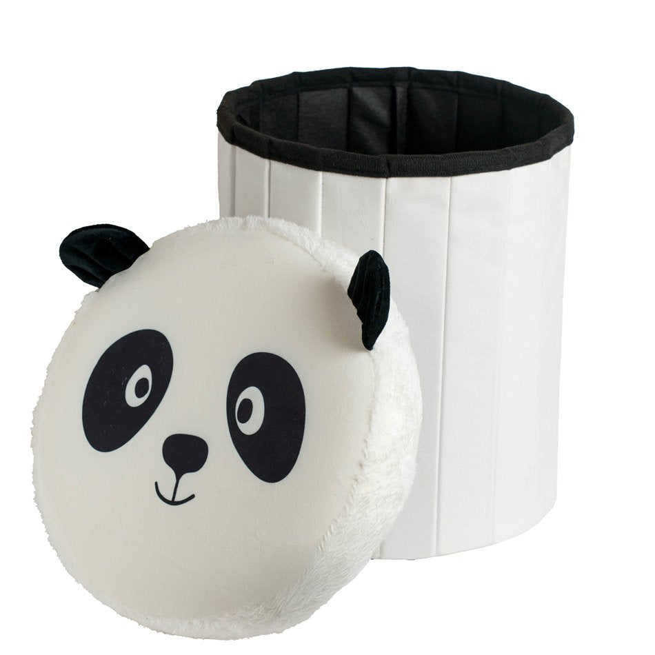 Panda White-Black Storage Pouf – H36 × Ø30 cm