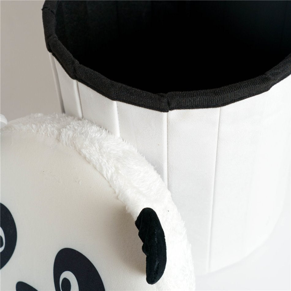 Panda White-Black Storage Pouf – H36 × Ø30 cm