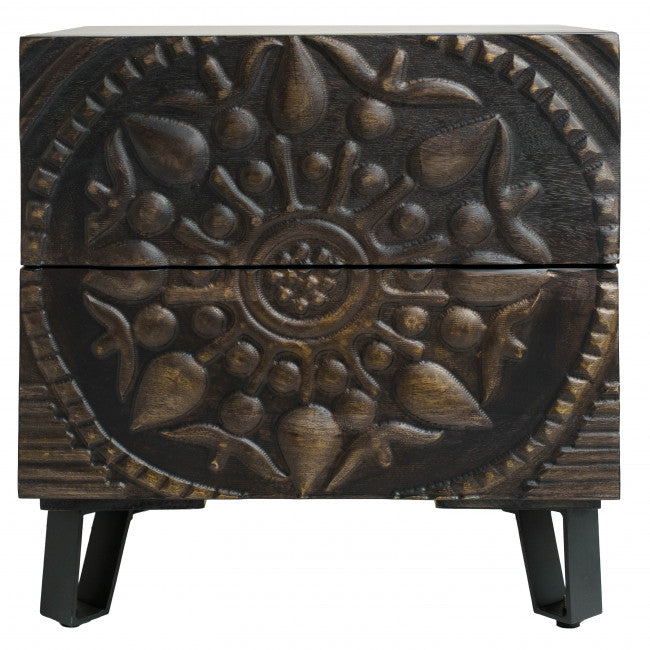 Craft Side Table – Black Mango Wood & Metal Modern Accent Table