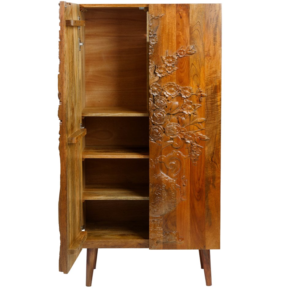 Cabinet Wakefield Tall, mango wood/MDF, brown, H140x70x38cm