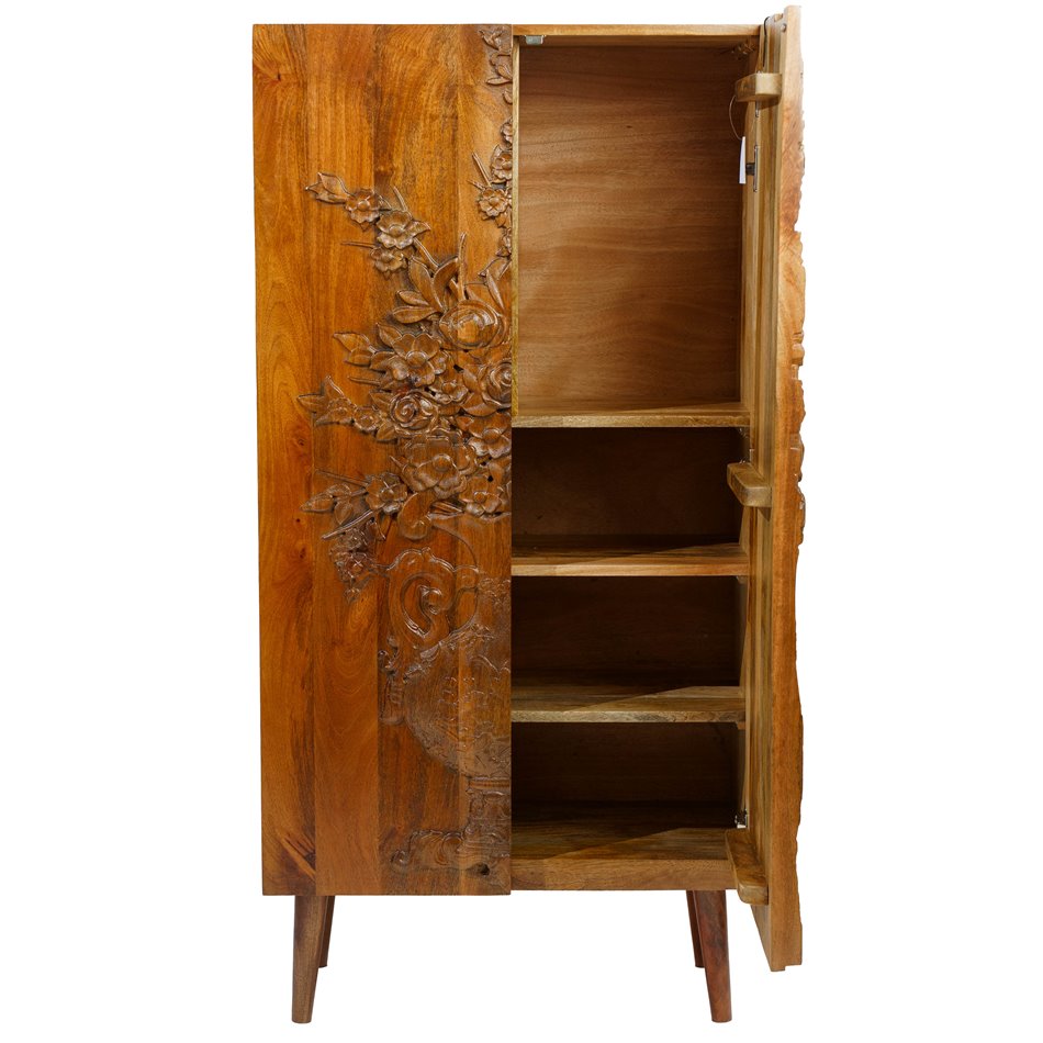 Cabinet Wakefield Tall, mango wood/MDF, brown, H140x70x38cm