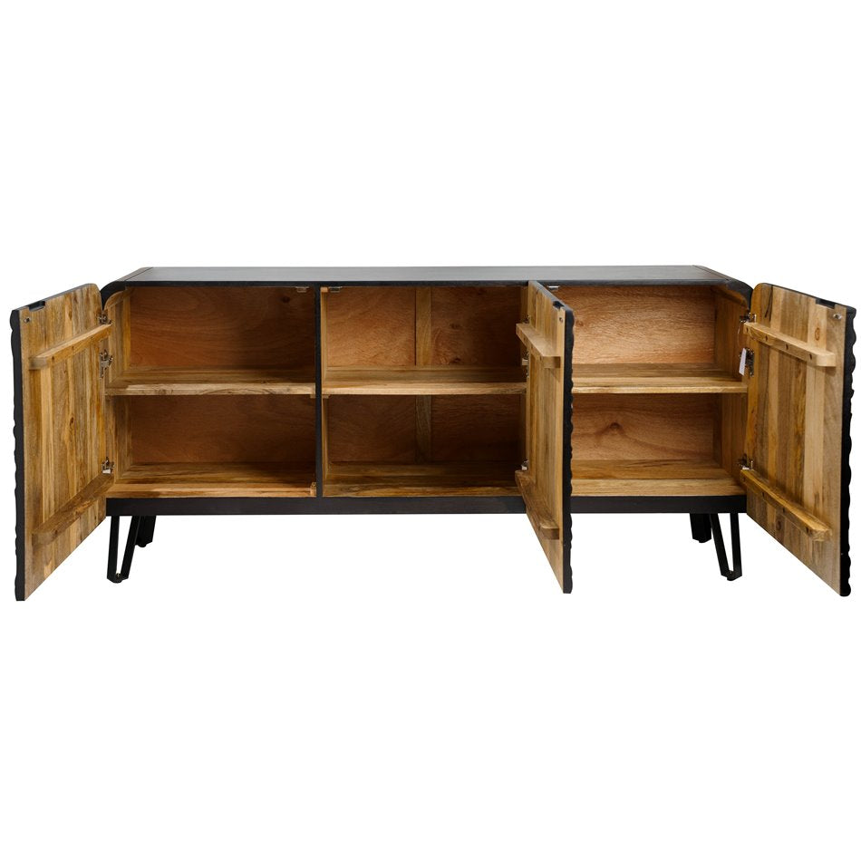 Sideboard Craft 3 Door, mango wood/MDF/metal, black, H75x160x38cm
